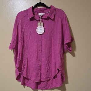 Umgee Fuchsia Button-Down Shirt NWT